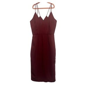 Keepsake Skinny Love Burgundy Midi Dress
